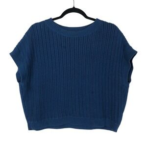 Poetry Womens Boxy Sleeveless Sweater Vest Size‎ 6 Blue Organic Preppy Academia